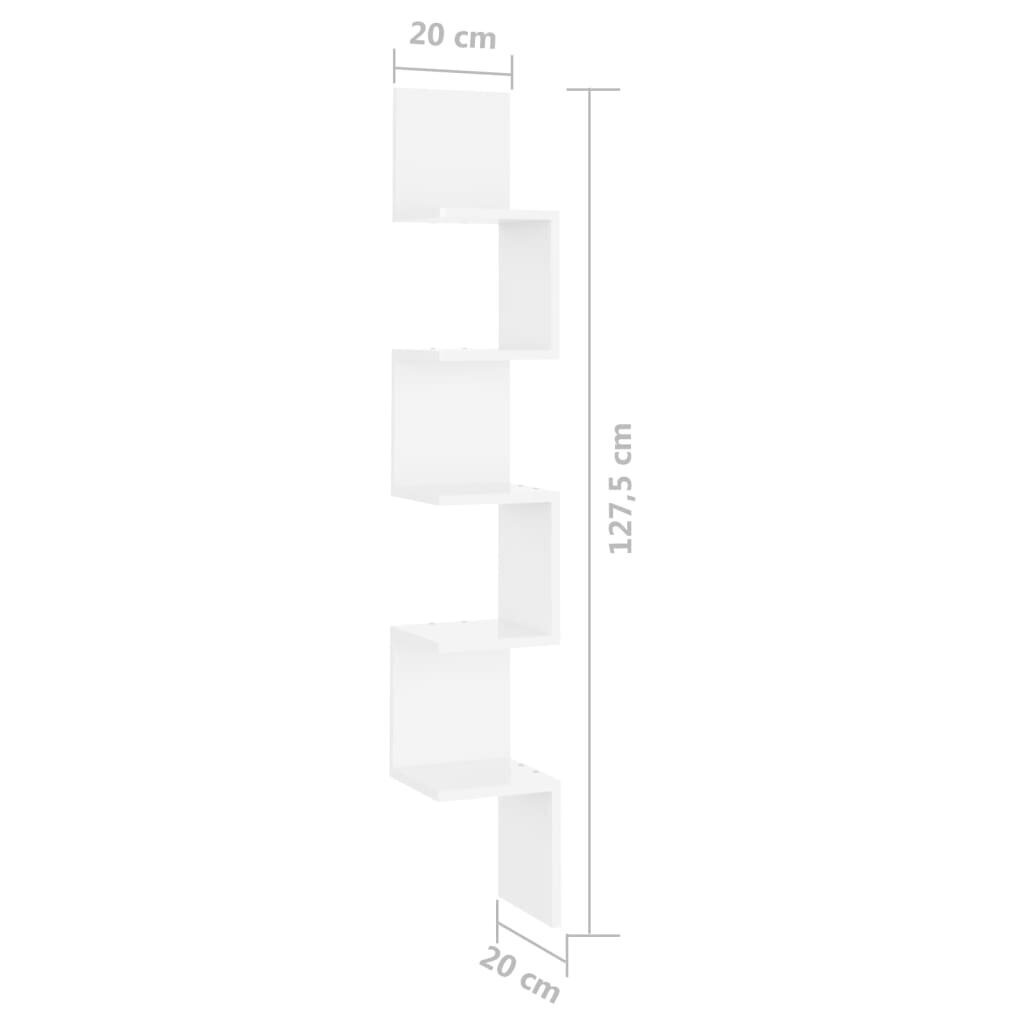 Kampinė lentyna, balta, 20x20x127,5 cm kaina ir informacija | Lentynos | pigu.lt