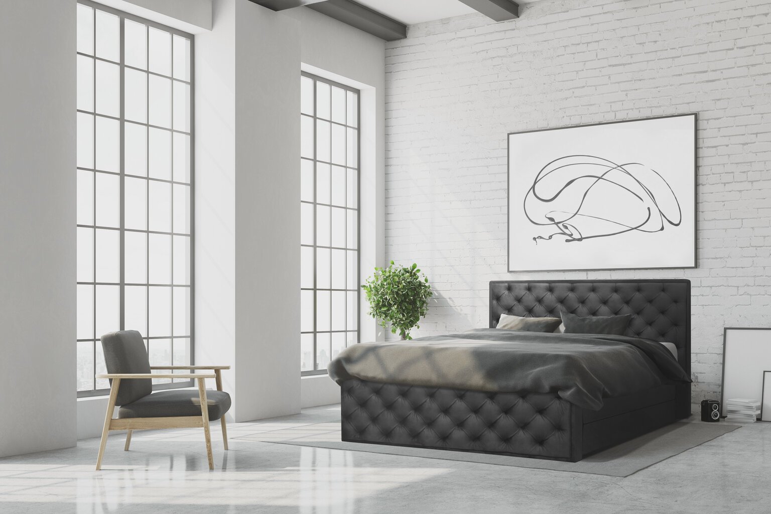 Kontinentinė lova Suzy, 140x200 cm, pilka kaina ir informacija | Lovos | pigu.lt