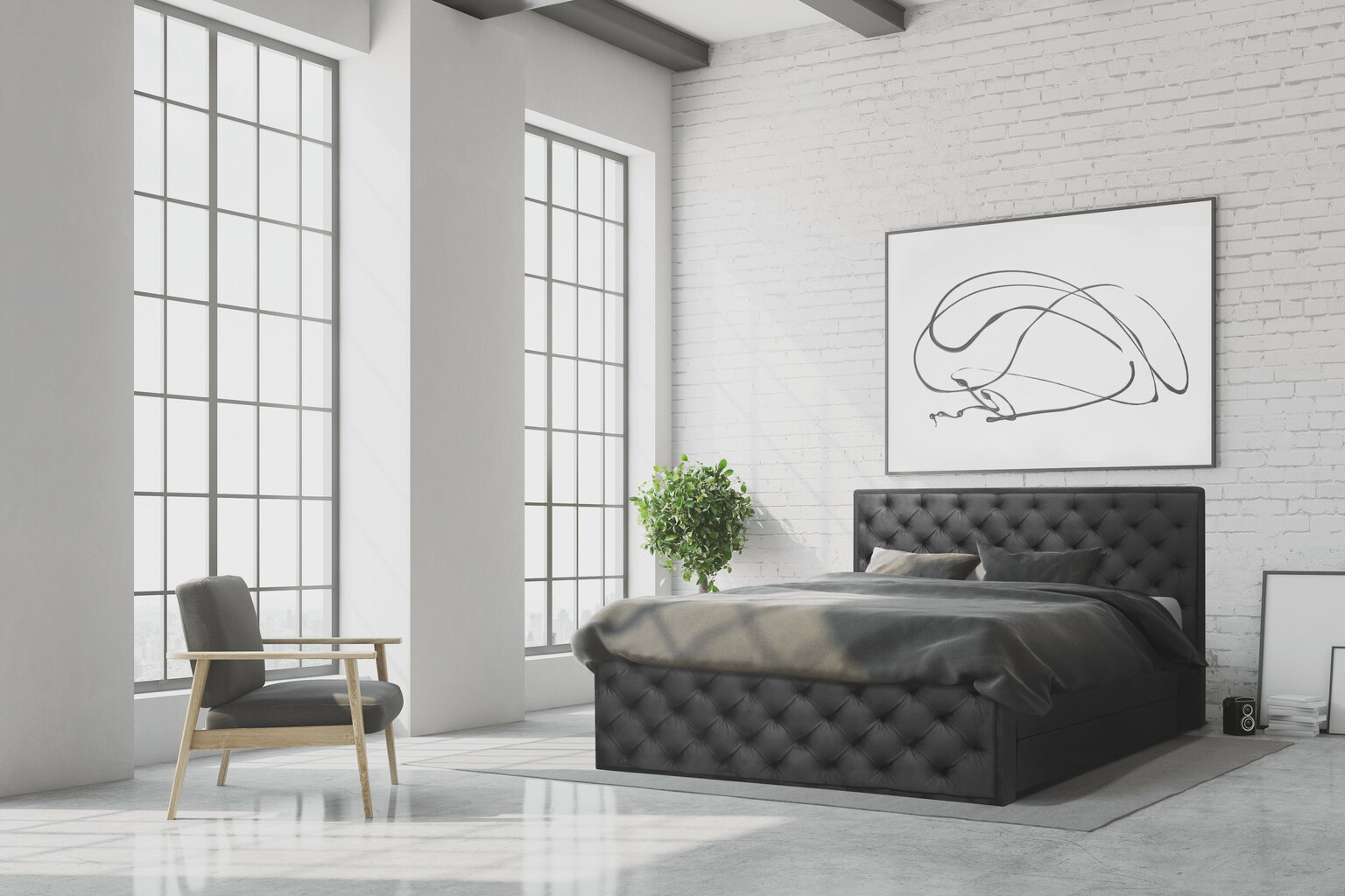 Kontinentinė lova Suzy, 160x200 cm, pilka kaina ir informacija | Lovos | pigu.lt