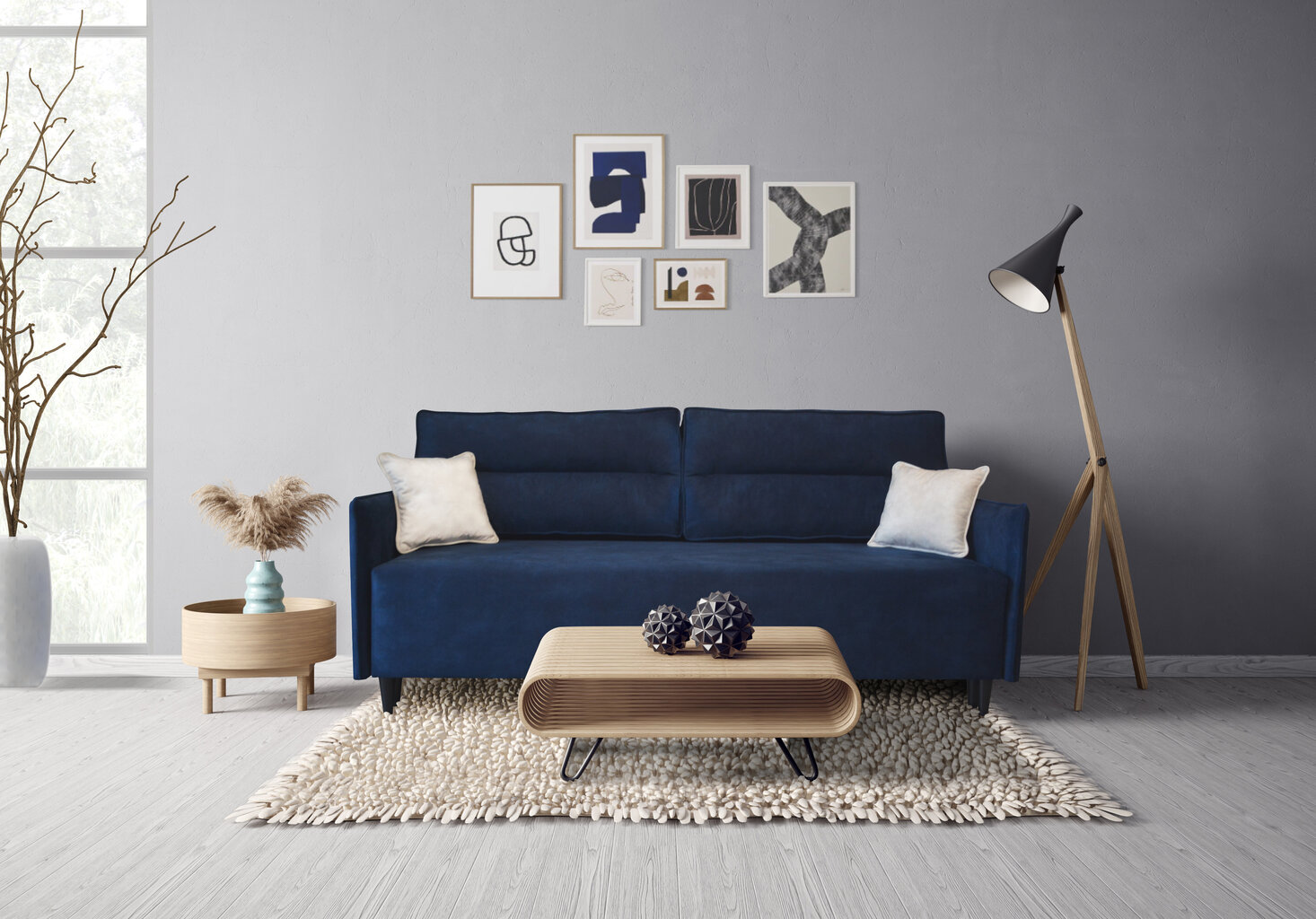 Sofa Tilia, tamsiai mėlyna kaina ir informacija | Sofos | pigu.lt