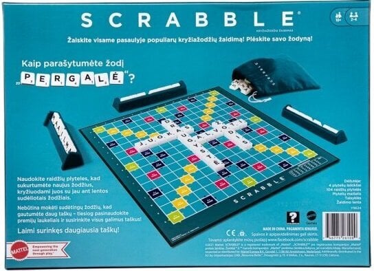 Žaidimas Scrabble, (Lietuvių kalba) kaina ir informacija | Stalo žaidimai, galvosūkiai | pigu.lt