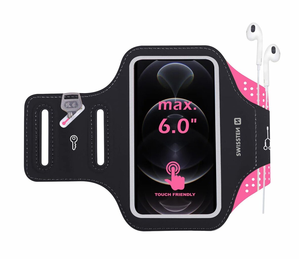 Swissten Armbag Case for phones up to 6 inches Pink kaina ir informacija | Telefono laikikliai | pigu.lt