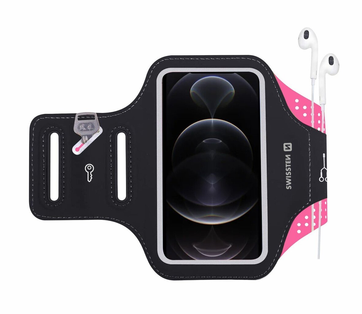 Swissten Armbag Case for phones up to 6 inches Pink kaina ir informacija | Telefono laikikliai | pigu.lt