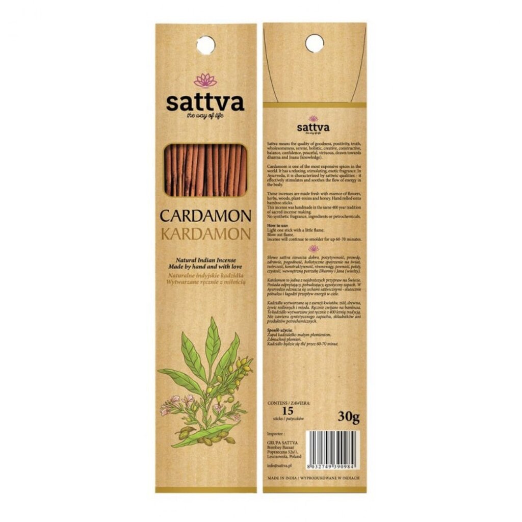 Smilkalai Sattva Ayurveda Kardamonas, 30 g kaina ir informacija | Namų kvapai | pigu.lt