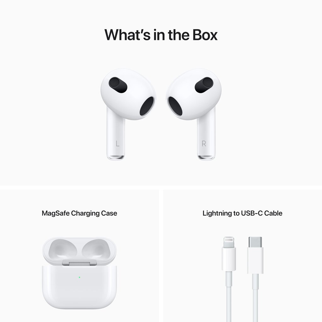 Apple AirPods (3rd generation) with MagSafe Charging Case - MME73ZM/A цена и информация | Ausinės | pigu.lt