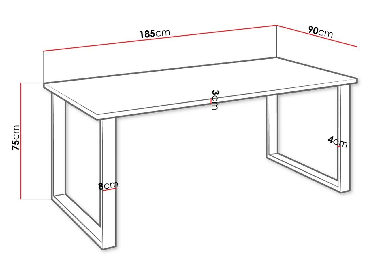 Imperial stalas 90 x 185 cm kaina ir informacija | Virtuvės ir valgomojo stalai, staliukai | pigu.lt