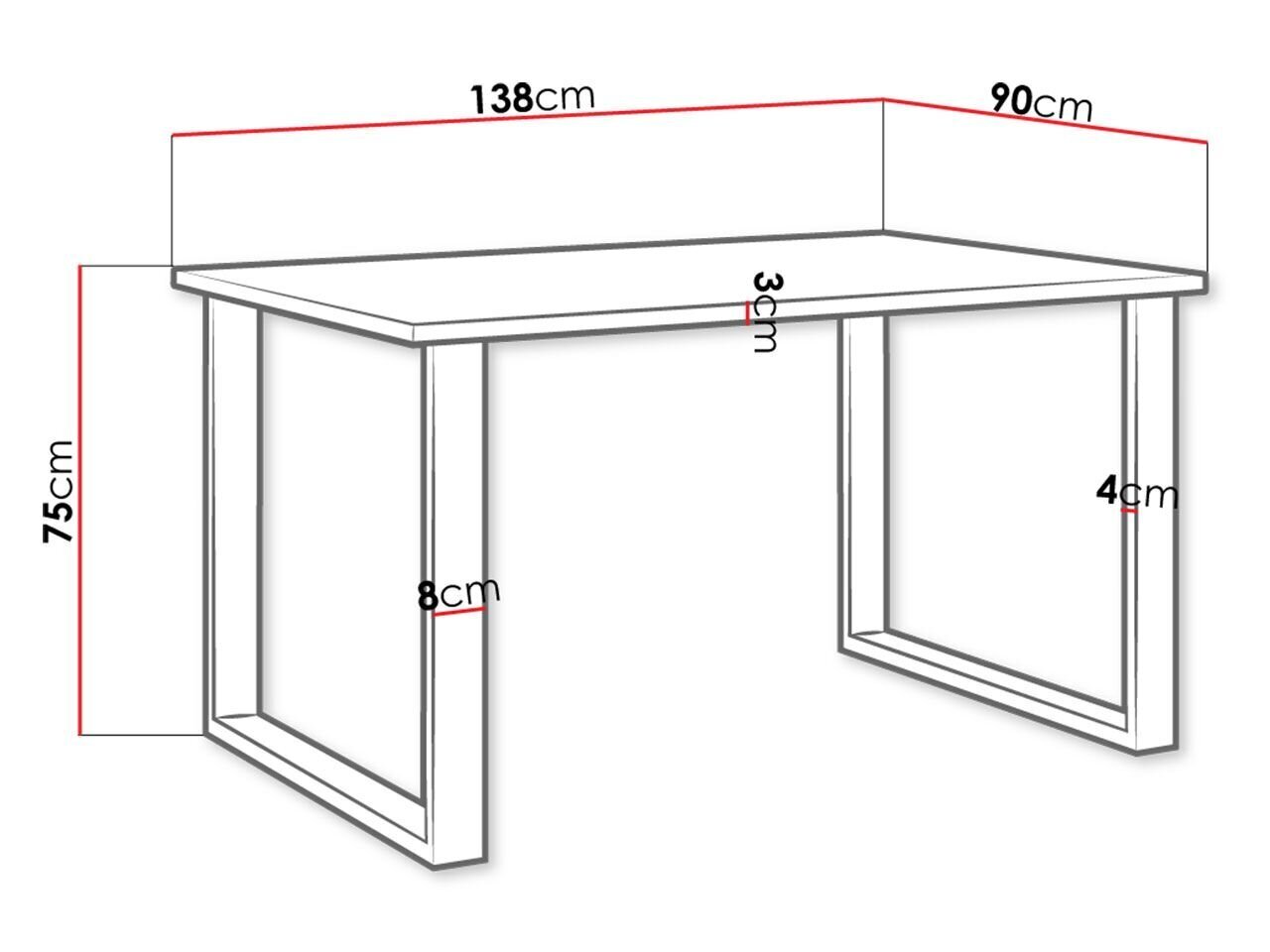 Imperial stalas 90 x 138 cm kaina ir informacija | Virtuvės ir valgomojo stalai, staliukai | pigu.lt