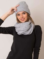 Серый комплект из шапки и шарфа RUE PARIS цена и информация | Женские шапки | pigu.lt