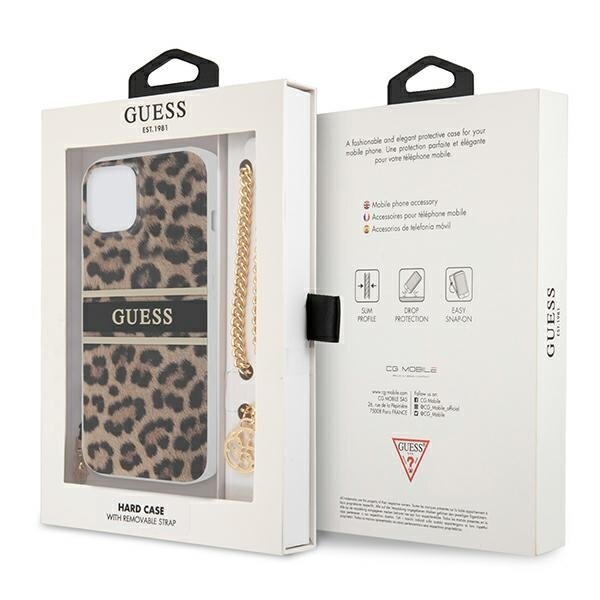 Guess GUHCP13SKBSLEO, skirtas iPhone 13 mini, rudas kaina ir informacija | Telefono dėklai | pigu.lt