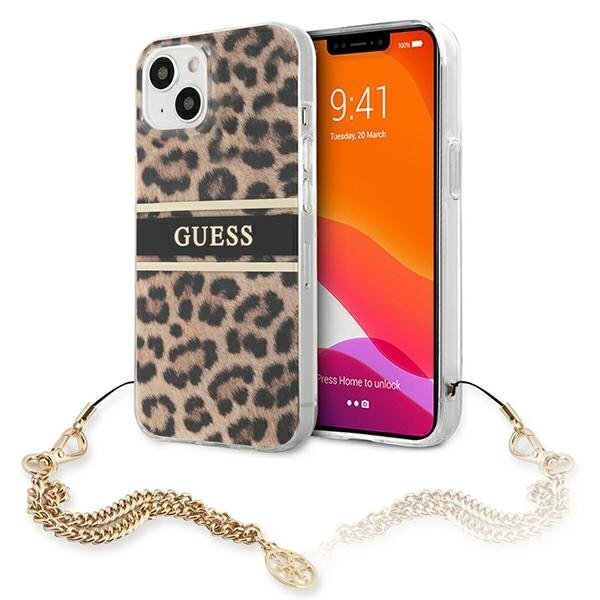 Guess GUHCP13SKBSLEO, skirtas iPhone 13 mini, rudas kaina ir informacija | Telefono dėklai | pigu.lt