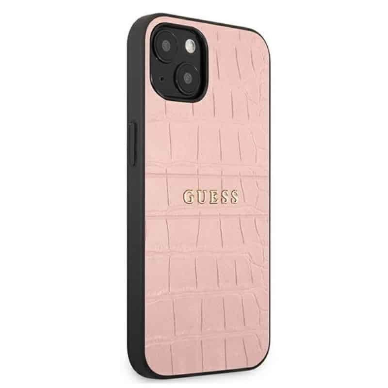 Guess Croco Stamp Lines iPhone 13 Minidėklas (rožinis) kaina ir informacija | Telefono dėklai | pigu.lt