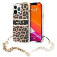 Guess Leopard Gold Chain dėklas, skirtas iPhone 13 Pro Max Leopardinė kaina ir informacija | Telefono dėklai | pigu.lt