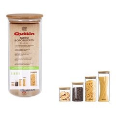 Stiklainis Quttin Bamboo, borosilikatinis stiklas, 1250 ml (9,5 x 21 cm) kaina ir informacija | Maisto saugojimo  indai | pigu.lt