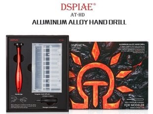 Мини-дрель ручная, c 10 cвёрлами, 0.3~1.2 мм, DSPIAE - AT-HD Model Metal Hand Drill, DS56014 цена и информация | Принадлежности для рисования, лепки | pigu.lt