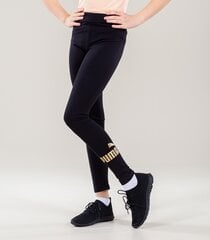 Puma детские леггинсы Essentials587050*56, черный/золотой 4063699341256 цена и информация | Puma Одежда для девочек | pigu.lt