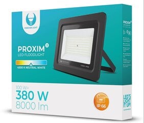 Forever PROXIM II Комнатный & Уличный IP66 LED PIR Прожектор 100W 8000 люменов холодно белый 4500K Черный цена и информация | Уличные светильники | pigu.lt
