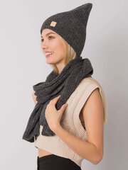 темно-серый зимний комплект из шапки и шарфа rue paris цена и информация | Женские шапки | pigu.lt