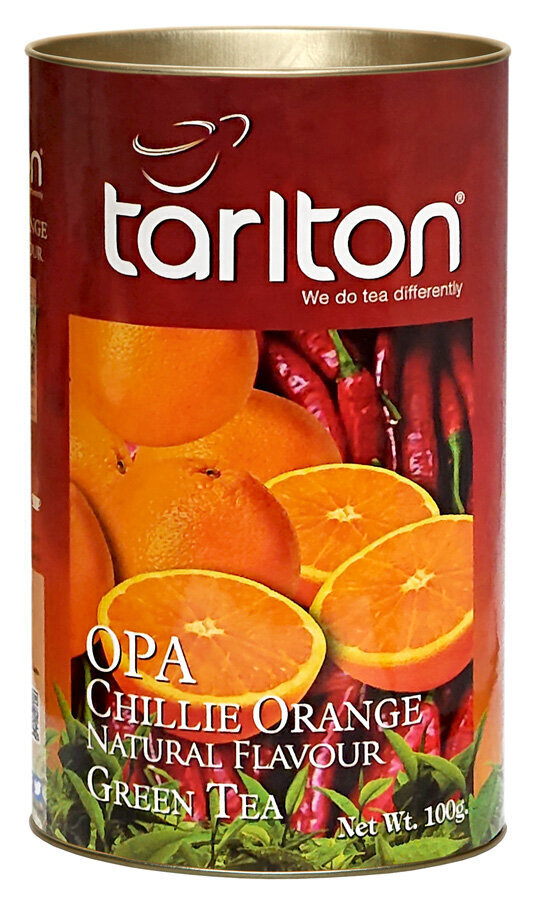 Tarlton Chilli & Orange Green tea (OPA), Čili ir apelsinų, Ceilono žalia, biri, didelių lapų arbata, Tarlton, 100g kaina ir informacija | Arbata | pigu.lt