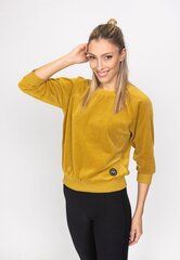 Moteriškas džemperis 3/4 rankovėmis, retro, aksominis, geltonas SNP21099 kaina ir informacija | Džemperiai moterims | pigu.lt