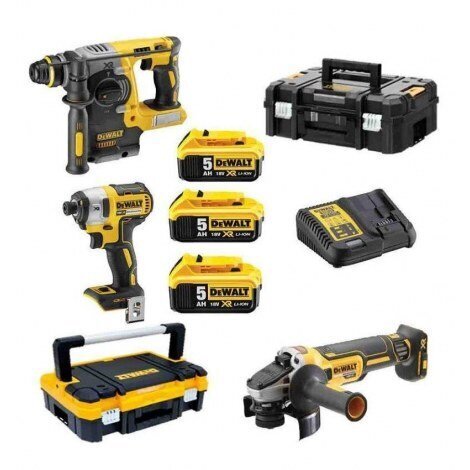 Akumuliatorinis įrankių rinkinys 18V 3x5Ah DeWalt DCK305P3T-QW kaina ir informacija | Suktuvai, gręžtuvai | pigu.lt