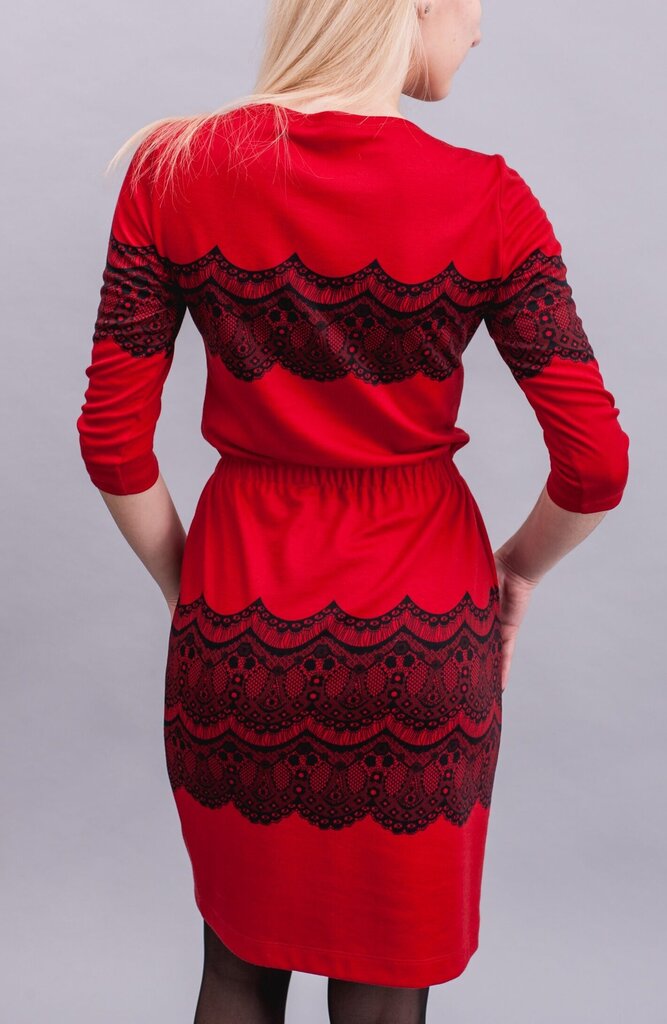 Suknelė su nėrinių motyvais moterims, raudona kaina ir informacija | Suknelės | pigu.lt