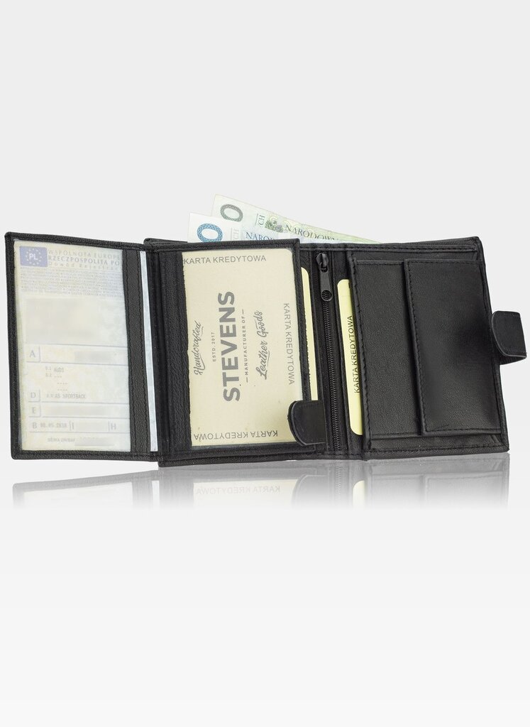 Dovanų rinkinys vyrams piniginė ir diržas Stevens, juodas kaina ir informacija | Vyriškos piniginės, kortelių dėklai | pigu.lt