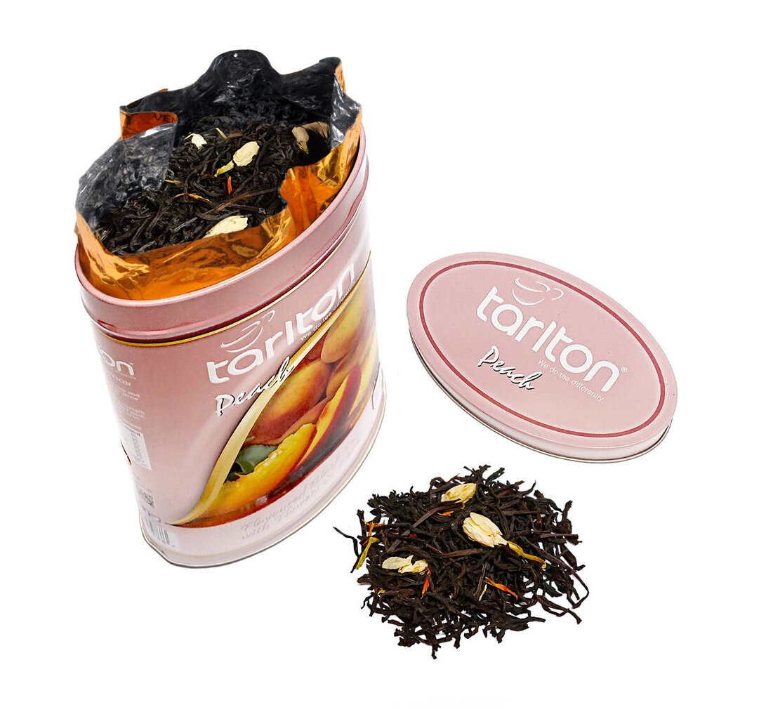 Persikų Ceilono, Juoda birių lapų arbata, Peach Black tea, Tarlton, 100g цена и информация | Arbata | pigu.lt