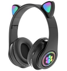 Беспроводные наушники Rgb со светодиодными кошачьими ушками, CXT-B39, черные цена и информация | Теплая повязка на уши, черная | pigu.lt