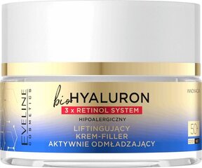 Активный укрепляющий крем для лица Eveline bioHyaluron 3xRetinol System 50+, 50 мл цена и информация | Кремы для лица | pigu.lt