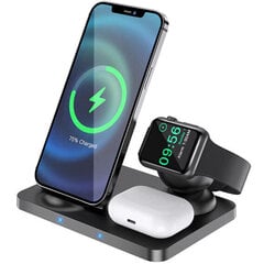 Док-станция 3in1 с беспроводной зарядкой для iPhone + Аpple Watch + Airpods HOCO Ultra Charge CW33 |5-15W, 2A цена и информация | Зарядные устройства для телефонов | pigu.lt