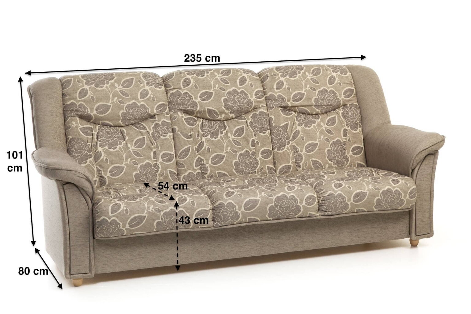 Sofa-lova Manchester 3S, juoda kaina ir informacija | Sofos | pigu.lt