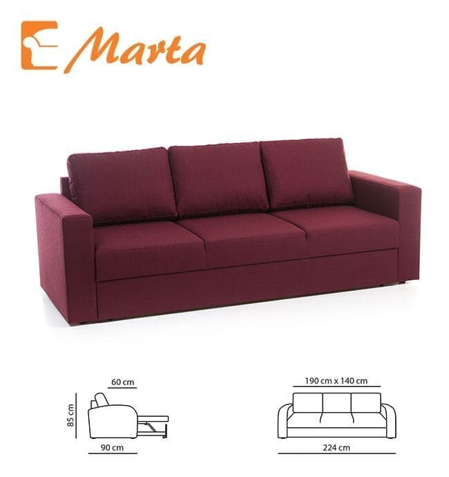 Sofa-lova Marta 3S, juoda kaina ir informacija | Sofos | pigu.lt