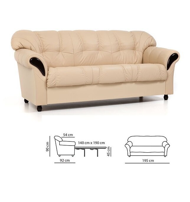 Sofa-lova Rosa 3S N, balta/juoda kaina ir informacija | Sofos | pigu.lt
