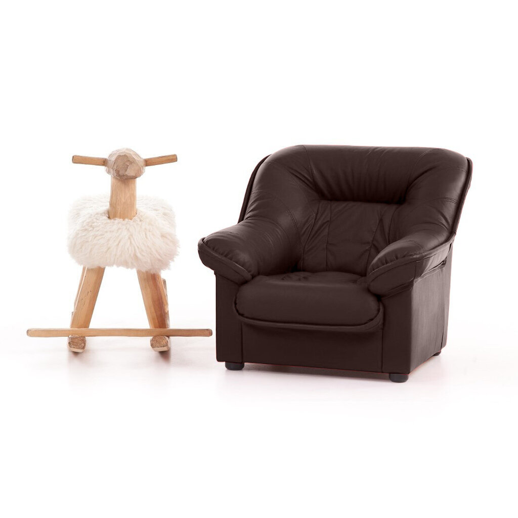 Vaikiškas fotelis Mini Spencer, oda, rudas цена и информация | Vaikiški sėdmaišiai, foteliai, pufai | pigu.lt