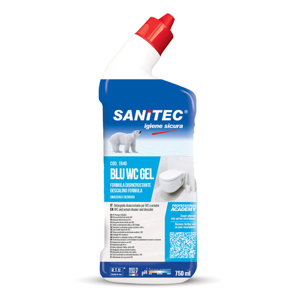 Rūgštinis sanitarinių mazgų valymo gelis Sanitec BLU WC GEL, 750 ml (12) kaina ir informacija | Valikliai | pigu.lt