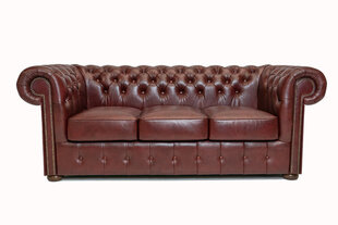 Chesterfield Class odinė sofa | 3-jų vietų | Drumsta raudona | 12 metų garantija kaina ir informacija | Sofos | pigu.lt