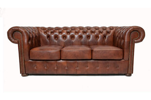Chesterfield Class кожаный диван | 3-х местный | мутный коричневый| Гарантия 12 лет цена и информация | Диваны | pigu.lt