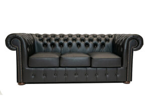 Chesterfield Class кожаный диван | 3-х местный |  Блестящий черный| Гарантия 12 лет цена и информация | Диваны | pigu.lt