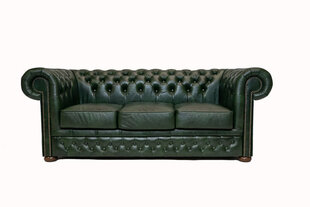 Chesterfield First Class кожаный диван| 3-х местный | мутно-зеленый| Гарантия 12 лет цена и информация | Диваны | pigu.lt