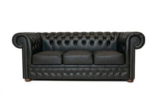 Chesterfield First Class odinė sofa | 3-jų vietų | Blizgi juoda| 12 metų garantija kaina ir informacija | Sofos | pigu.lt