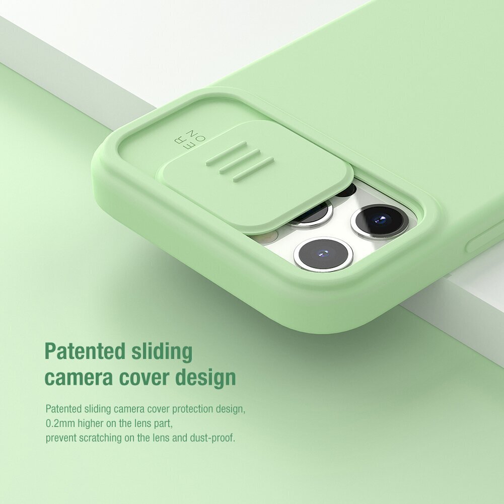 Nillkin CamShield Silky Magnetic Silicone Case, skirtas iPhone 12/12 Pro 6.1, juodas kaina ir informacija | Telefono dėklai | pigu.lt