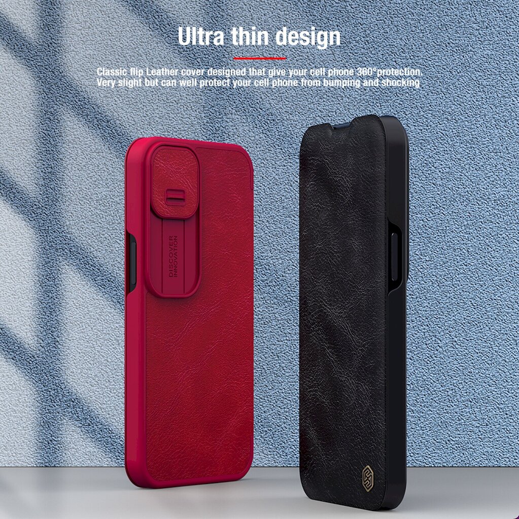 Nillkin Qin Book PRO Case, skirtas iPhone 13 Pro, juodas kaina ir informacija | Telefono dėklai | pigu.lt