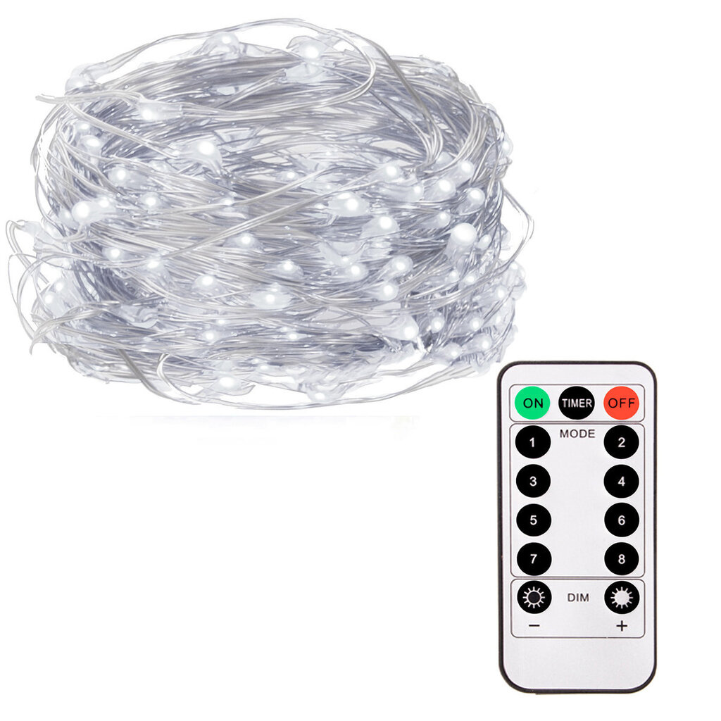Girlianda 100 LED MicroLED su pultu "Smart", šaltai balta kaina ir informacija | Girliandos | pigu.lt