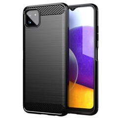 Hurtel Carbon Case skirtas Samsung Galaxy A22 5G, juodas kaina ir informacija | Telefono dėklai | pigu.lt