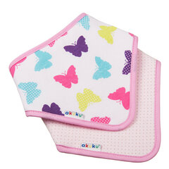 Слюнявчик-платок Akuku Бабочки 2 шт., A1465 цена и информация | Слюнявчики | pigu.lt