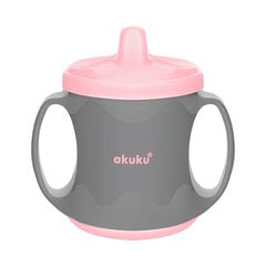 Akuku неразливающаяся поилка с носиком, 200 мл, 4+ месяца, розовый/серый, A0523 цена и информация | Бутылочки и аксессуары | pigu.lt