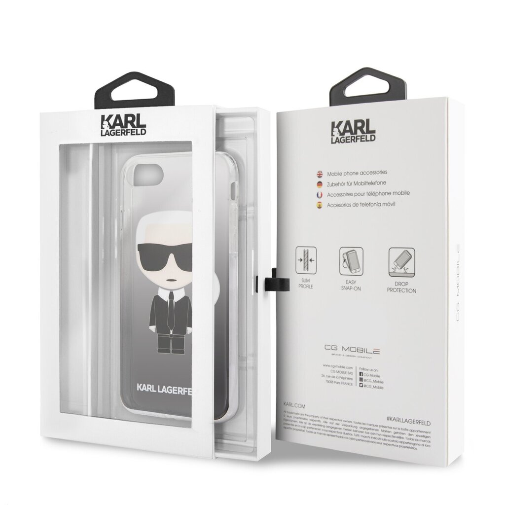 Karl Lagerfeld Iconic Degrade Cover, skirtas iPhone 7/8/SE2020, juodas kaina ir informacija | Telefono dėklai | pigu.lt