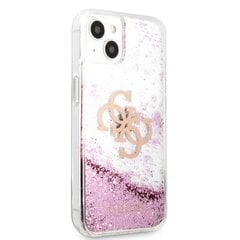 Guess TPU Big 4G Liquid Glitter Pink Case, skirtas iPhone 13 Mini, skaidrus kaina ir informacija | Telefono dėklai | pigu.lt