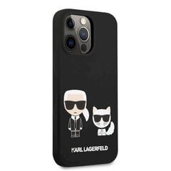 Karl Lagerfeld and Choupette Liquid Silicone Case, skirtas iPhone 13 Pro, juodas kaina ir informacija | Telefono dėklai | pigu.lt