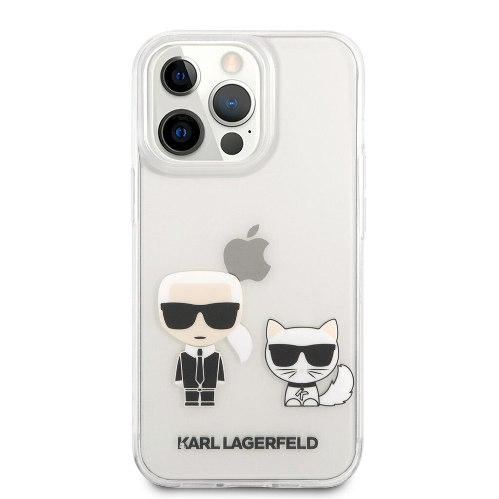 Karl Lagerfeld PC/TPU Ikonik Karl and Choupette Case, skirtas iPhone 13 Pro Max, skaidrus kaina ir informacija | Telefono dėklai | pigu.lt